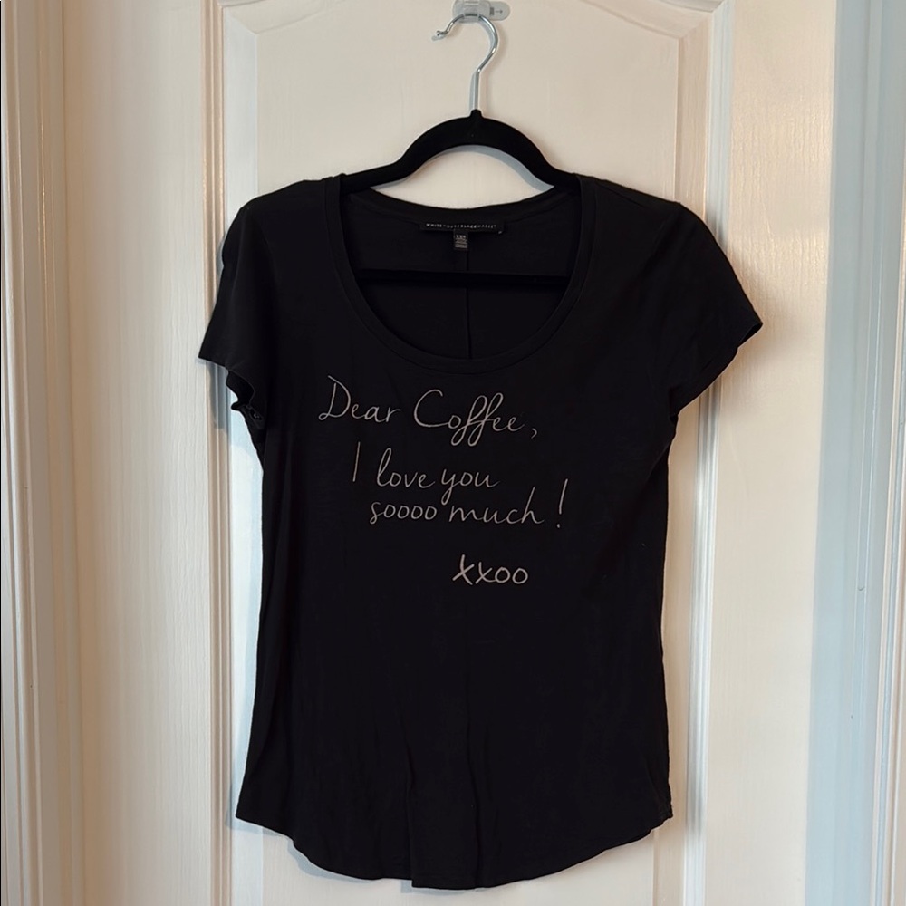 White House Black Market Fitted Black and White Short Sleeve Tee